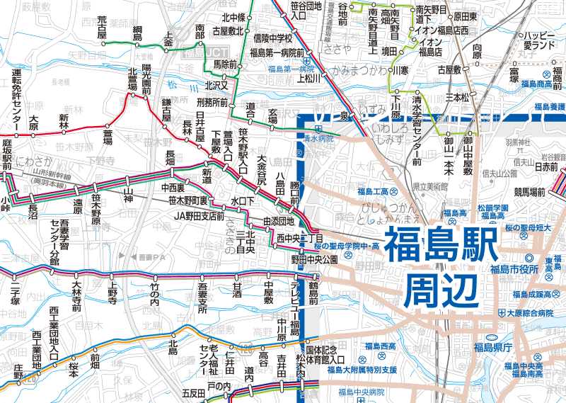 福島交通　路線図：福島