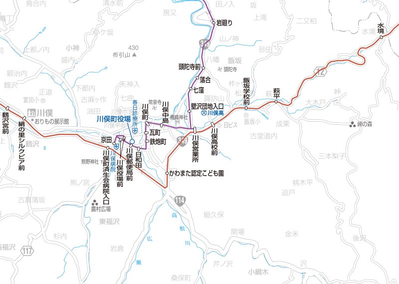 福島交通　路線図：川俣