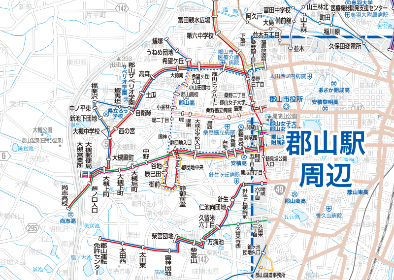 福島交通　路線図：郡山