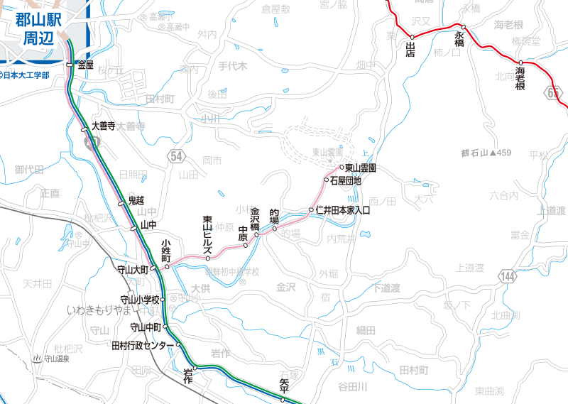 福島交通　路線図：田村