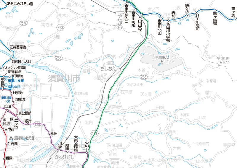 福島交通　路線図：谷田川