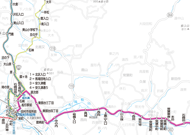 福島交通　路線図：三春・船引(二本松)➁