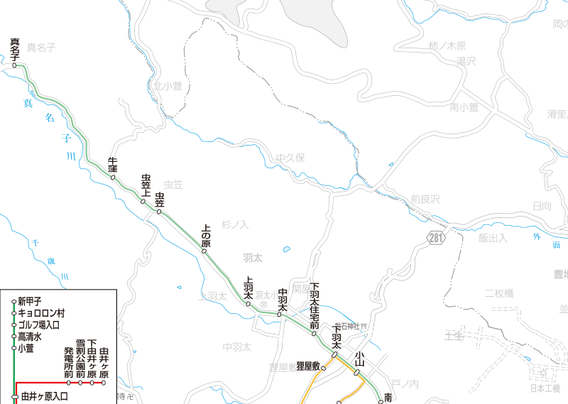 福島交通　路線図：真名子